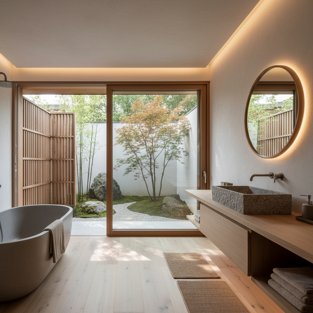 Japandi Sanctuary Bathroom Design 1