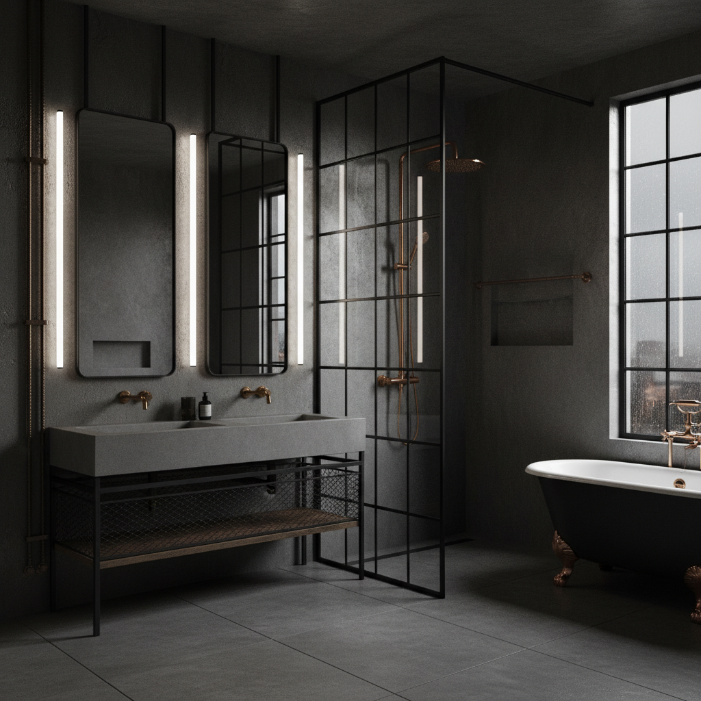 Industrial Noir Bathroom Design 1