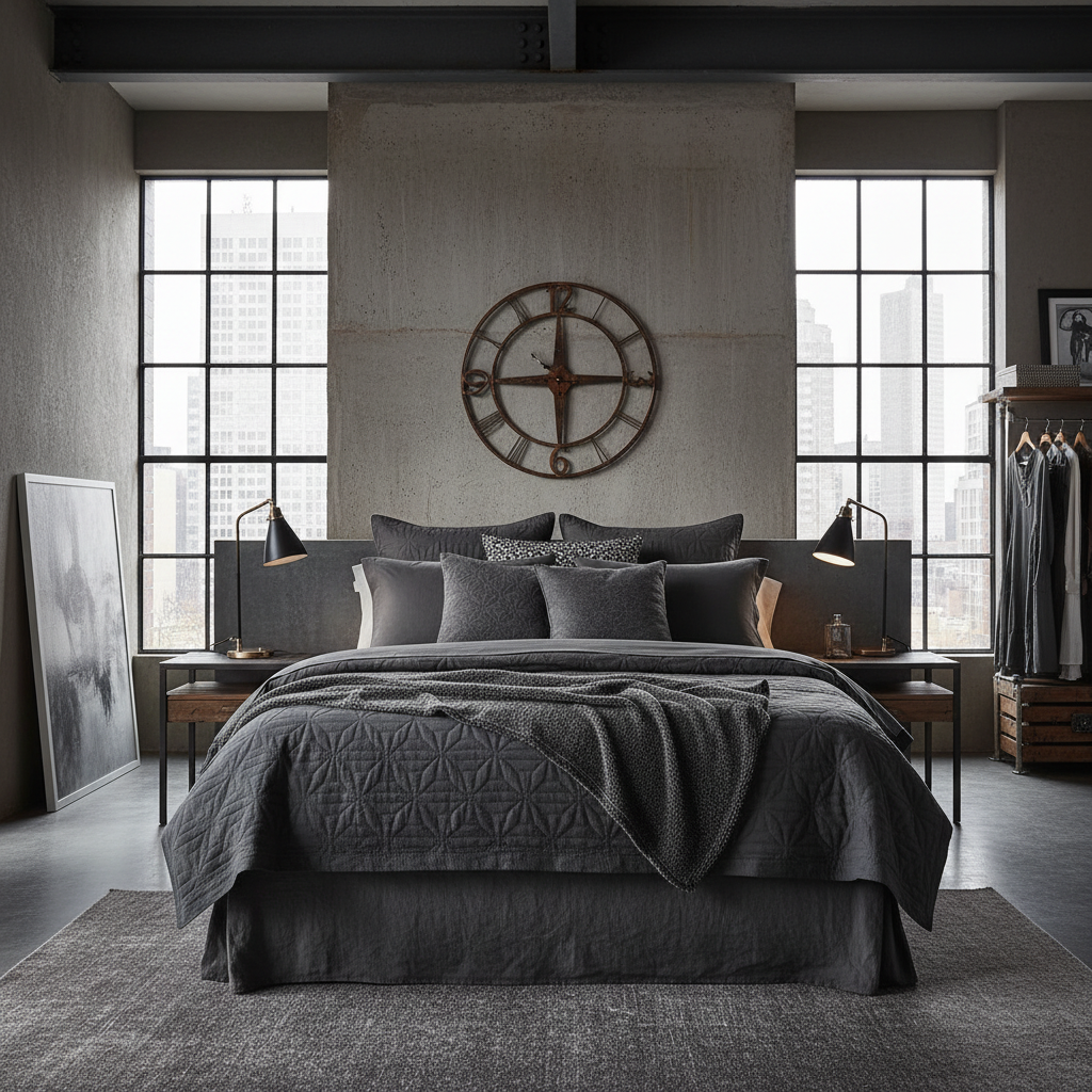 Modern Industrial Bedroom Design 4