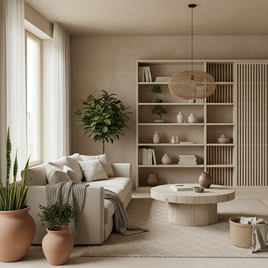 Japandi Zen Living Room Design 1