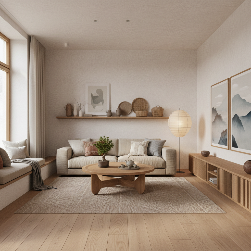 Japandi Zen Living Room Design 2