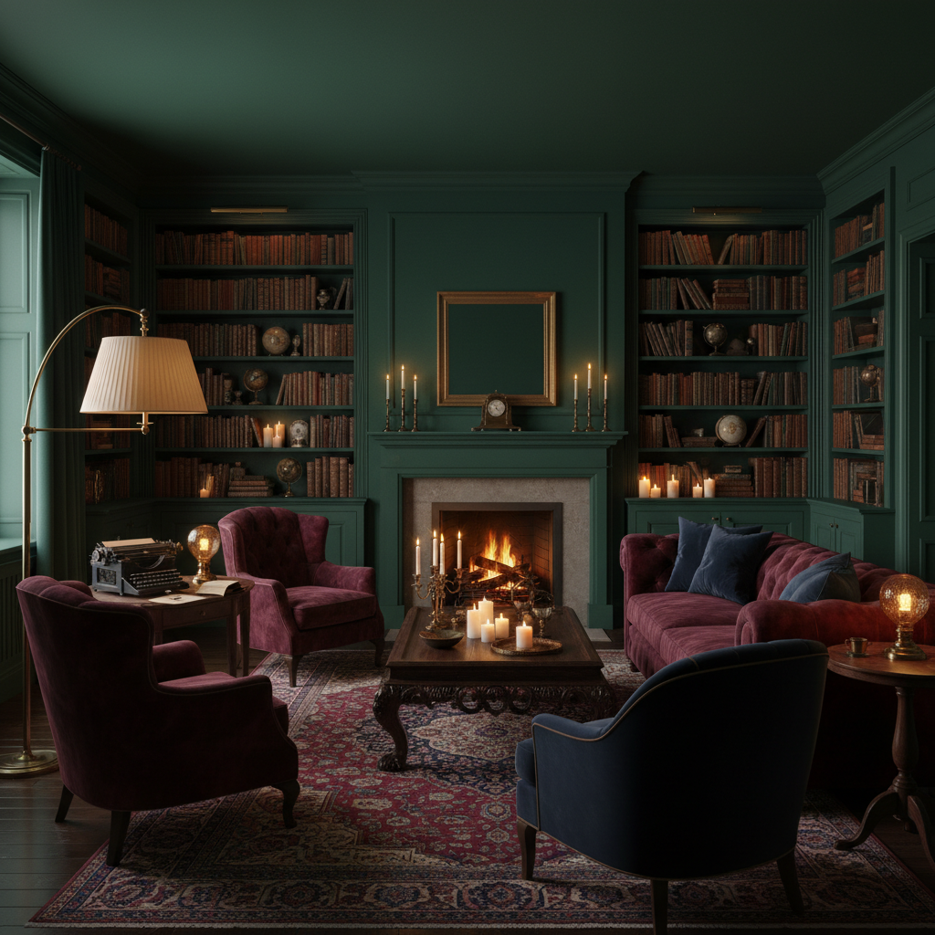 Dark Academia Living Room Design 1