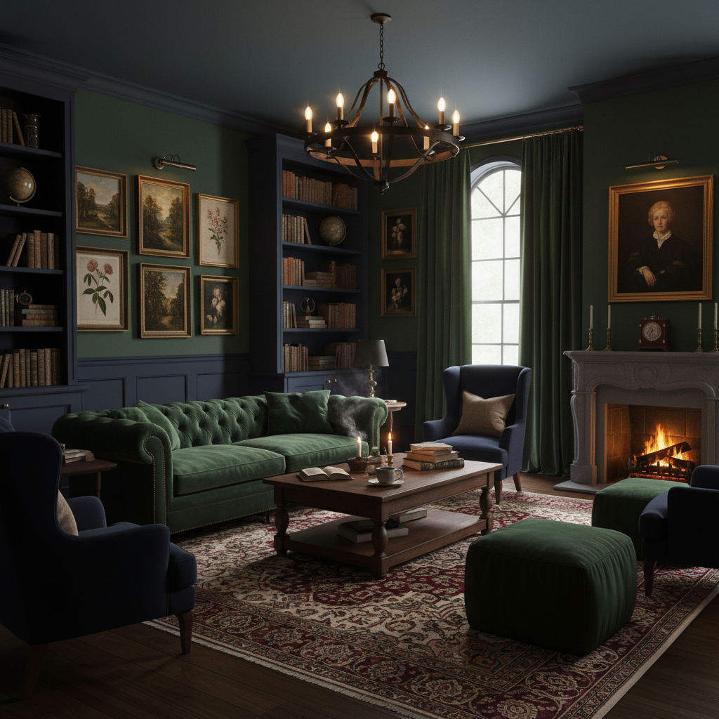 Dark Academia Living Room Design 2