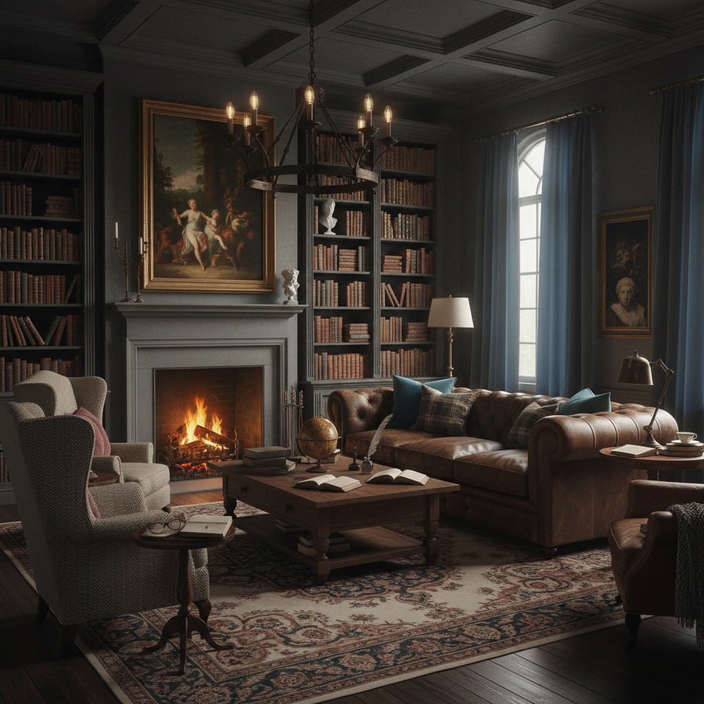 Dark Academia Living Room Design 3